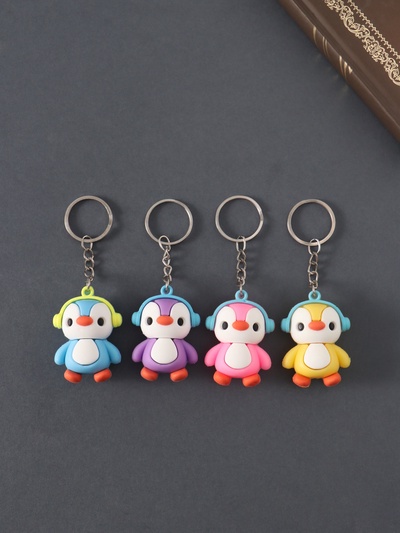 Брелок для ключей на кольце «Пингвин в наушниках», резина, 4.7×3.5×2.2 см, МИКС