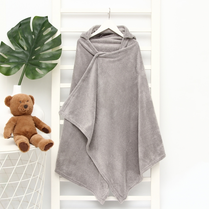 Полотенце - уголок LoveLife «Зайчик», 70×140 см, микрофибра, серое - Фото 1