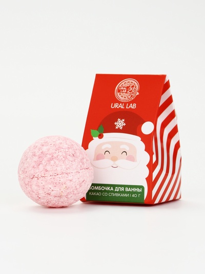 Бомбочка для ванны URAL LAB, 40 г, аромат какао со сливками, Новый Год