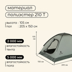 УЦЕНКА Палатка туристическая 2-местная maclay FISHT 2, 205×150×105 см, трекинговая, однослойная, зелёная - Фото 3