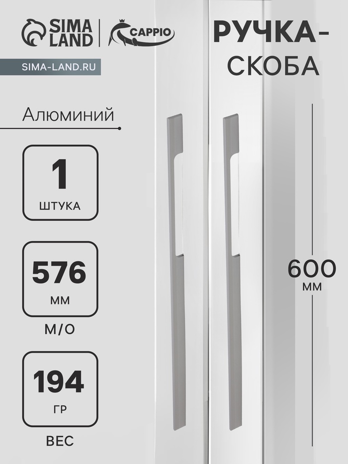 

ручка скоба СAPPIO RSC059, м/о 576 мм, цвет графит