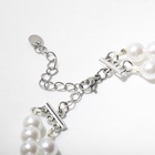 Колье с жемчугом «Бабочка», белое в серебре, 30 см - Фото 4