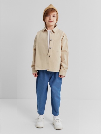 Рубашка детская MINAKU: Jeans collection, бежевая, рост 146 см