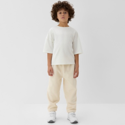 Брюки флисовые детские MINAKU: Fleece Soft, бежевые, рост 122 см