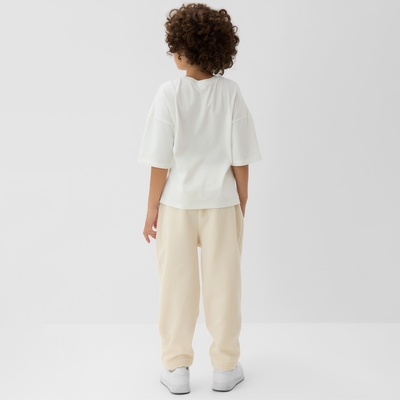 Брюки флисовые детские MINAKU: Fleece Soft, бежевые, рост 128 см