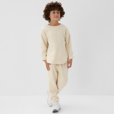 Брюки флисовые детские MINAKU: Fleece Soft, бежевые, рост 128 см