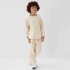 Брюки флисовые детские MINAKU: Fleece Soft, бежевые, рост 134 см - Фото 4