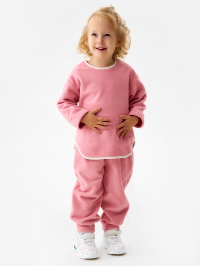 Свитшот для девочки флисовый MINAKU: Fleece Soft, розовый, рост 110-116 см