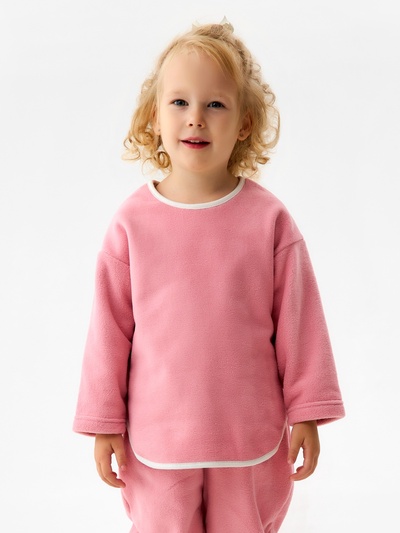 Свитшот флисовый для девочки MINAKU: Fleece Soft, розовые, рост 116-122 см