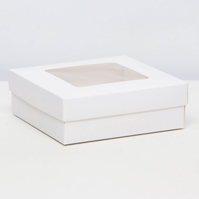 Коробка подарочная складная, упаковка, крышка - дно, с окном, белая, 15?15?5 см (комплект 5 шт)