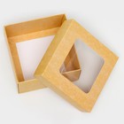 Коробка складная, крышка-дно,с окном, крафт, 10 х 10 х 5 см - Фото 3