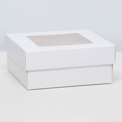 Коробка складная, крышка-дно,с окном, белая, 12 х 12 х 5 см