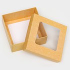 Коробка складная, крышка-дно,с окном, крафт, 12 х 12 х 5 см - Фото 3