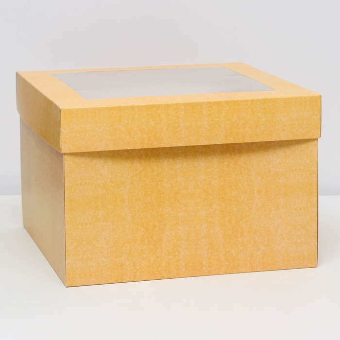 Коробка складная, крышка-дно,с окном, крафт, 30 х 30 х 20 см - Фото 1