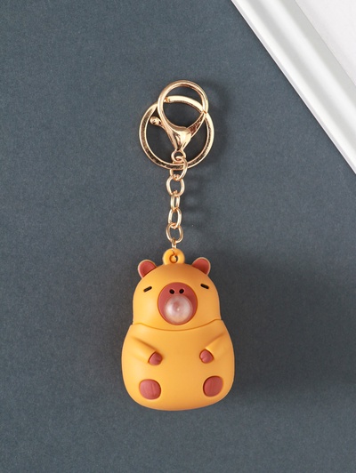 Брелок для ключей на кольце с карабином «Капибара - антистресс», надувает пузырь, резина, 5×4.7×6.5 см
