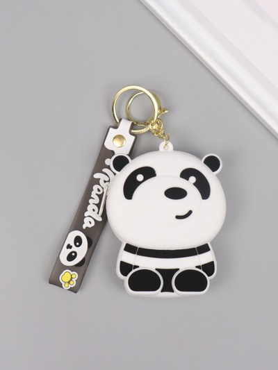 Брелок для ключей на кольце с кошельком на карабине «Панда», на сумку, рюкзак, силикон, 3×7.5×9 см