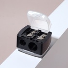 Точилка косметическая, с крышкой, двойная, чёрная - Фото 4