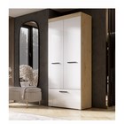 Шкаф прямой двухстворчатый «БАСТОН», 1 ящик, 902×400×2000 мм, цвет дуб вотан/белый глянец - Фото 1