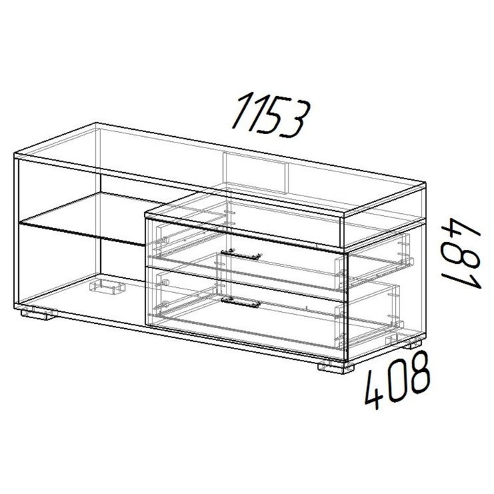Тумба под ТВ 2 Ясень Шимо 1153х481х408