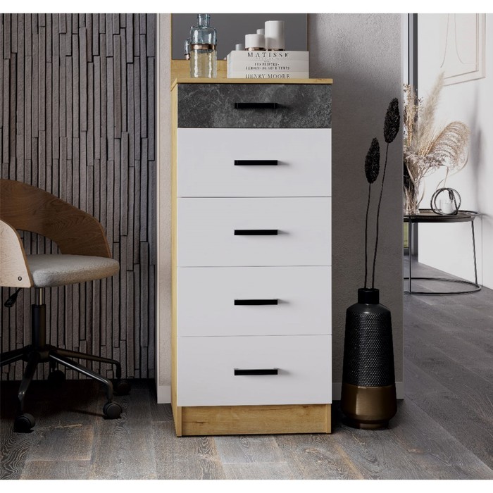 Комод АДЕЛЬ 500-5Я Дуб вотан-Белый ГЛАДКИЙ 496х1160х408 - Фото 1