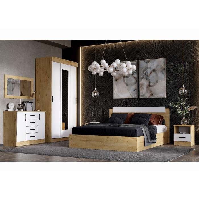 Спальный гарнитур «ЭКО», комплект 6 предметов, цвет белый/дуб вотан - Фото 1