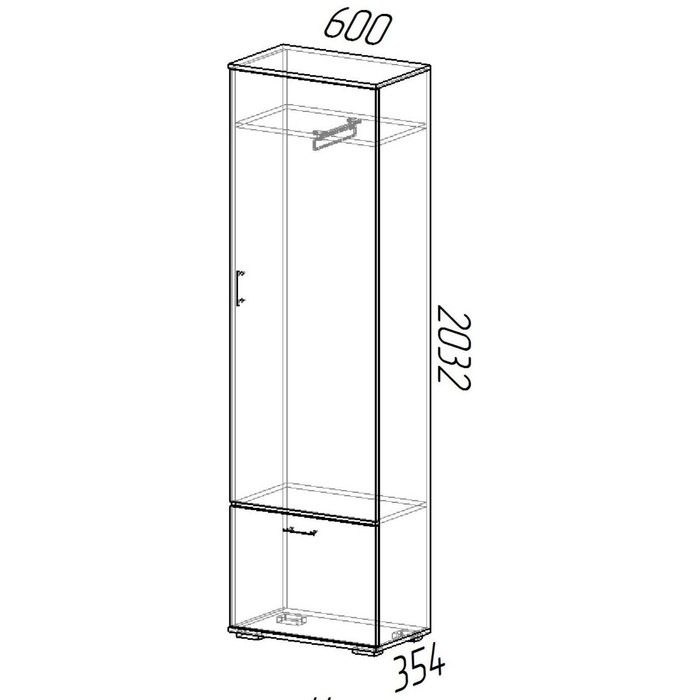 Прихожая НИКА Шкаф платяной Белый гладкий 600х2032х354