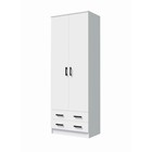 Шкаф двухстворчатый прямой «Дуэт», 2 ящика, 800×480×2200 мм, цвет белый гладкий - Фото 1