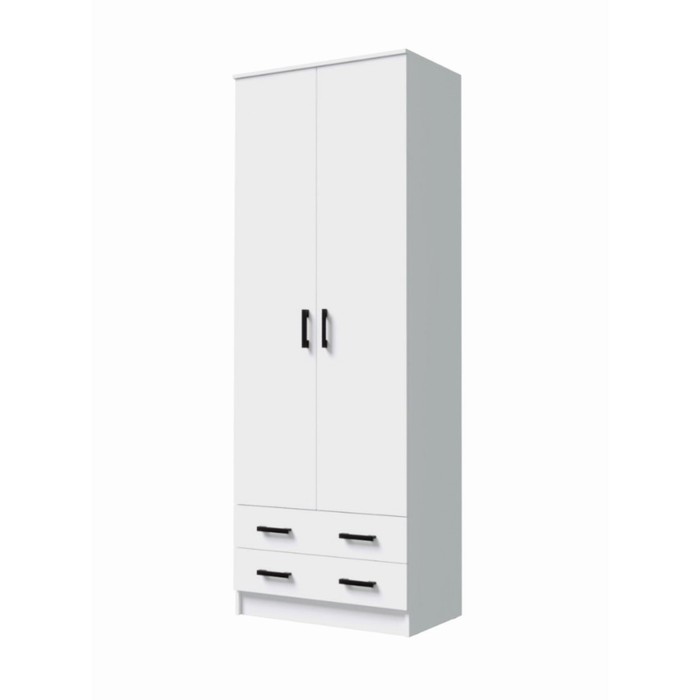 Шкаф двухстворчатый прямой «Дуэт», 2 ящика, 800×480×2200 мм, цвет белый гладкий - Фото 1