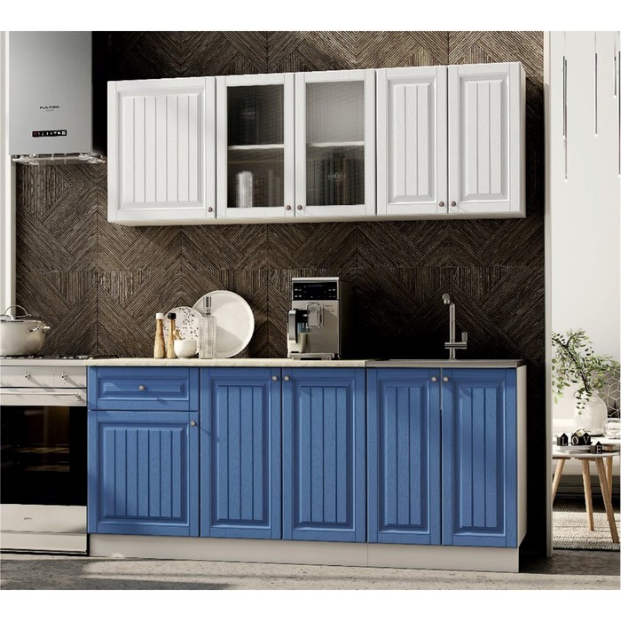 Кухня прямая «Хозяюшка», со столешницей, 1800×600 мм, цвет акация белая/деним - Фото 1