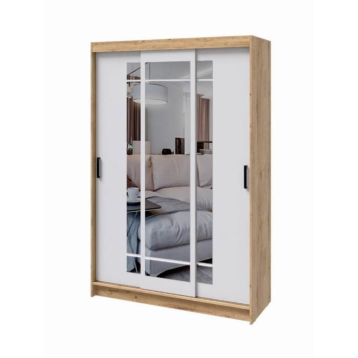 Шкаф – купе «Бруно 4», 1310×500×2000 мм, цвет дуб вотан/белый гладкий - Фото 1