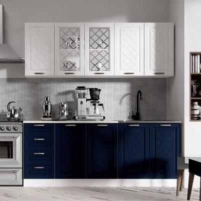 Кухня прямая «Агава», 2000×600 мм, цвет акация белая/сапфир