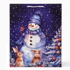 Пакет подарочный новогодний «Снеговик в лесу», 26×32×12 см - Фото 3