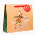 Пакет подарочный новогодний ламинированный «Зайка на льду», люкс, 36×32×12 см - Фото 2