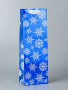 Пакет подарочный новогодний под бутылку, упаковка «Звёздочки-снежинки», 12×36×8.5 см - Фото 2