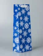 Пакет подарочный новогодний под бутылку, упаковка «Звёздочки-снежинки», 12×36×8.5 см - Фото 4