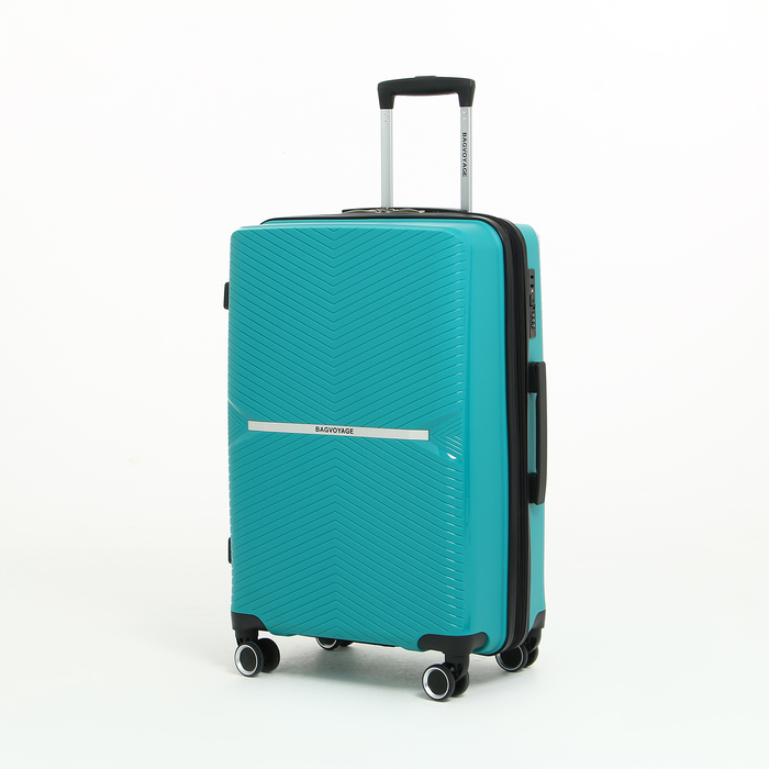 Чемодан средний 75 л (M) Bagvoyage, отдел на молнии, с расширением, кодовый замок, 4 колеса, цвет бирюзовый - Фото 1