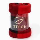 Плед «Этель. Клетка чёрно-красный», 200×220 см, корал-флис 220 г/м² 10359416