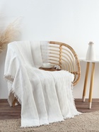 Плед с бахромой «Этель» White crystal, 130×180 см, жаккард - Фото 4