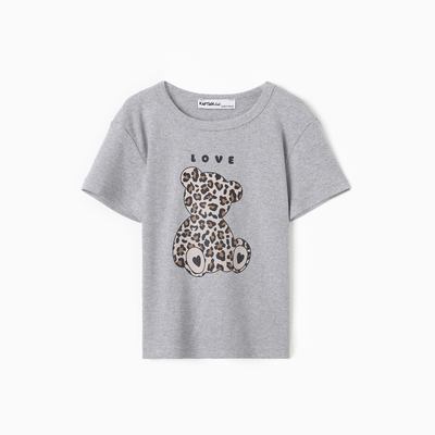Футболка для девочки KAFTAN: Love, серая, размер 30 (98-104 см)