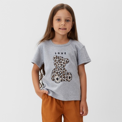 Футболка для девочки KAFTAN: Love, серая, размер 30, рост 98-104 см