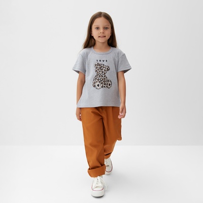 Футболка для девочки KAFTAN: Love, серая, размер 30 (98-104 см)