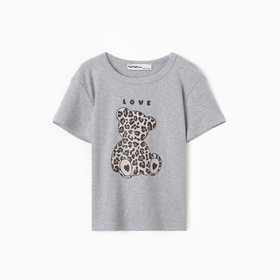 Футболка для девочки KAFTAN: Love, серая, размер 32, рост 110-116 см