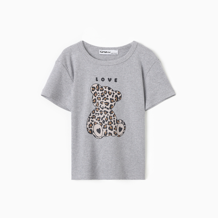 Футболка для девочки KAFTAN: Love, серая, размер 32 (110-116 см)