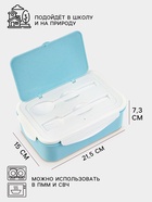 Ланч-бокс в школу TAKE IT EASY «Фламинго», с приборами, пшеничная солома, 1.4 л, 21.5×7.3×15 см, голубой - Фото 2