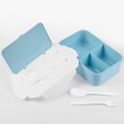 Ланч-бокс в школу TAKE IT EASY «Фламинго», с приборами, пшеничная солома, 1.4 л, 21.5×7.3×15 см, голубой - Фото 6