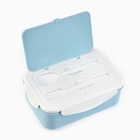 Ланч-бокс в школу TAKE IT EASY «Фламинго», с приборами, пшеничная солома, 1.4 л, 21.5×7.3×15 см, голубой - Фото 3