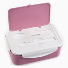 Ланч-бокс в школу TAKE IT EASY «Фламинго», с приборами, пшеничная солома, 1.4 л, 21.5×7.3×15 см, розовый - Фото 3