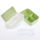 Ланч-бокс в школу TAKE IT EASY «Фламинго», с приборами, пшеничная солома, 1.4 л, 21.5×7.3×15 см, зелёный - Фото 5