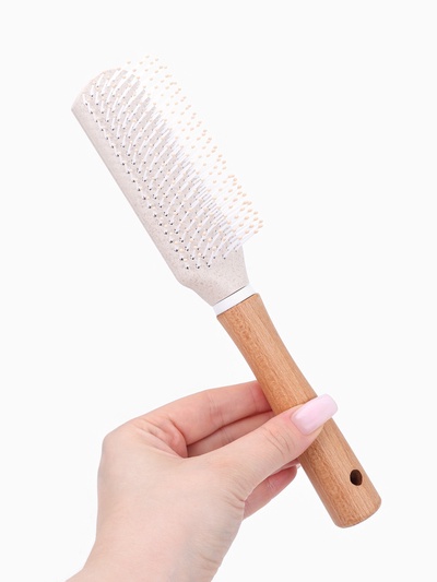 Расчёска массажная, 24×5 см, с деревянной ручкой
