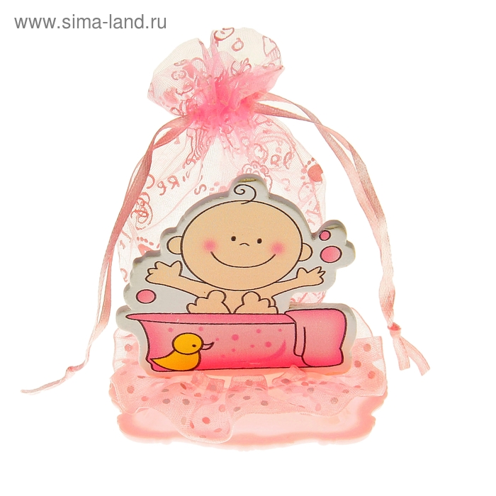 Бонбоньерка «Малыш в ванной», цвет розовый - Фото 1